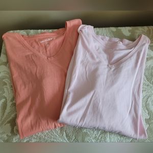 4/$15 SALE Woman Within | Bundle of 2 set tops blouses Pink Orange Coral 18/20